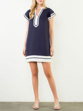 Load image into Gallery viewer, Flutter Sleeve Dress - Navy/White FINAL SALE