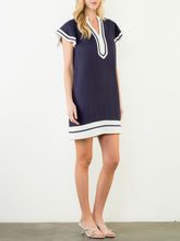 Load image into Gallery viewer, Flutter Sleeve Dress - Navy/White FINAL SALE