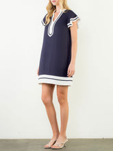 Load image into Gallery viewer, Flutter Sleeve Dress - Navy/White FINAL SALE