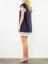Load image into Gallery viewer, Flutter Sleeve Dress - Navy/White FINAL SALE