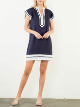 Load image into Gallery viewer, Flutter Sleeve Dress - Navy/White FINAL SALE