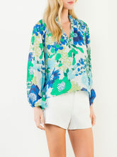 Load image into Gallery viewer, Long Sleeve Floral Print Top - Blue Multi