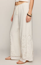 Load image into Gallery viewer, Sid Off White Wide Leg Embroidered Eyelet Pants with Drawstring Waist and Floral Cutwork Detail - 2