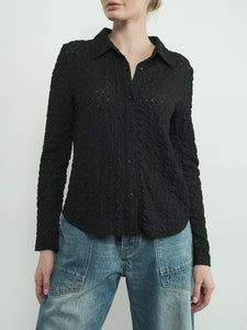 Floral Lace Button down - Black