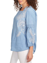 Load image into Gallery viewer, Embroidered Square Neck Denim Top - Medium Blue

