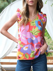 Fiesta Sleeveless Top - Orange Multi