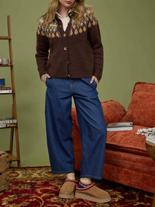 Fair Isle Cardigan - Brown Multi