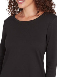 3/4 Sleeve Scoop Neck Tee - Black