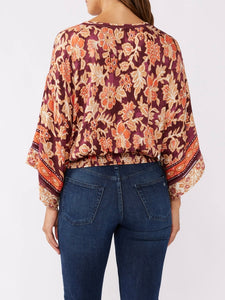 Floral Lace Trim Top - Plum