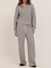Load image into Gallery viewer, Slow Morning Pant in Heather Grey, wide-leg drawstring lounge pants, soft knit fabric, relaxed fit - 1
