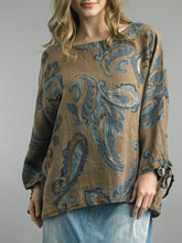 Load image into Gallery viewer, Paisley Tie Sleeve Top - Cocoa
