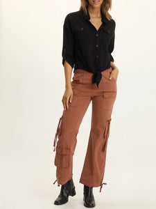 Tyrell Tie Front Top - Black