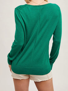 Classic V-neck Sweater - Green