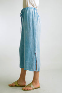 Side Slit Crop Pants - Denim