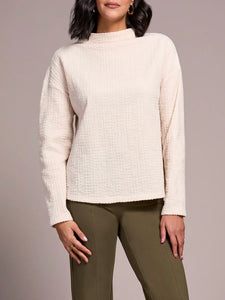 Textured Funnel Neck Top - Moonstone
