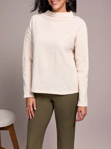 Textured Funnel Neck Top - Moonstone