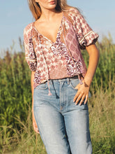 Load image into Gallery viewer, Floral Puff Sleeve Top - Clay
