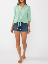 Load image into Gallery viewer, Textured Tie Front Top - Seafoam
