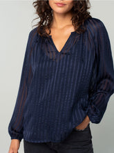 Load image into Gallery viewer, Two Piece Metallic Stripe Long Sleeve Top - Navy
