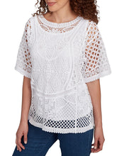Load image into Gallery viewer, Lace Short Sleeve Top - White

