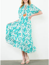 Load image into Gallery viewer, Tiered Maxi Dress - Aqua/Cream
