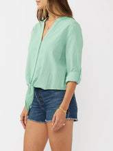 Load image into Gallery viewer, Textured Tie Front Top - Seafoam

