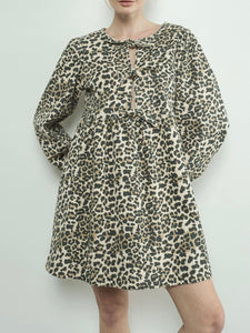 Twill Babydoll Dress - Leopard