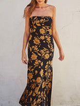 Load image into Gallery viewer, Strapless Bias Maxi Dress - Black/Gold
