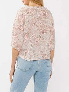 Tie Front Kimono Sleeve Top - Dusty Pink