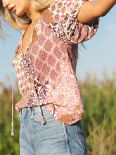 Load image into Gallery viewer, Floral Puff Sleeve Top - Clay

