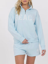 Load image into Gallery viewer, Eyelet Beach 1/4 Zip Sweatshirt - Light Blue
