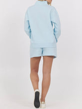 Load image into Gallery viewer, Eyelet Beach 1/4 Zip Sweatshirt - Light Blue
