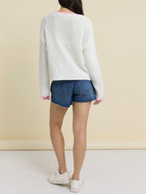 Load image into Gallery viewer, Whipstitch Beach Sweater - White/Pink
