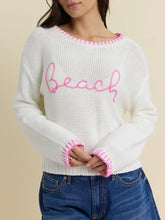 Load image into Gallery viewer, Whipstitch Beach Sweater - White/Pink
