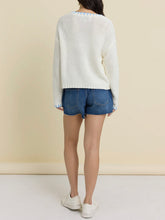 Load image into Gallery viewer, Whipstitch Beach Sweater - White/Blue
