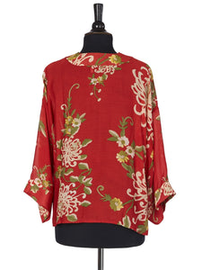 Kimono Jacket - Chrysanthemum Red