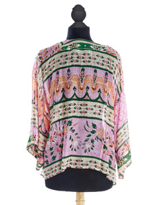 Kimono Jacket - Folk Floral Pink