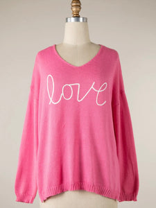 "Love" Sweater - Pink