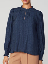 Load image into Gallery viewer, Smocked Cuff Blouse - Navy
