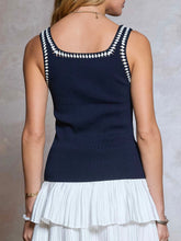 Load image into Gallery viewer, Square Neck Sweater Tank with Edging - Navy
