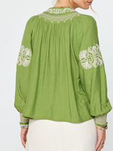 Load image into Gallery viewer, Peasant Blouse with Embroidery - Olive
