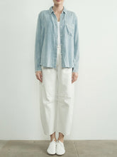 Load image into Gallery viewer, Denim Button-down with Embroidered Edge - Chambray
