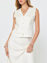Load image into Gallery viewer, Embroidered Vest with Pockets - Ivory
