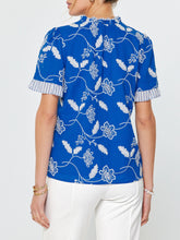 Load image into Gallery viewer, Embroidered Contrast Detail Top - Blue
