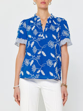 Load image into Gallery viewer, Embroidered Contrast Detail Top - Blue
