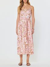 Load image into Gallery viewer, Pleated Midi with Belt - Pink/Brown
