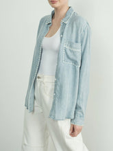 Load image into Gallery viewer, Denim Button-down with Embroidered Edge - Chambray
