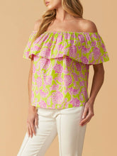 Load image into Gallery viewer, Print Off Shoulder Top - Lime
