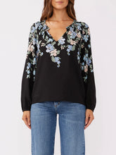 Load image into Gallery viewer, Floral Smock Neck Top - Black
