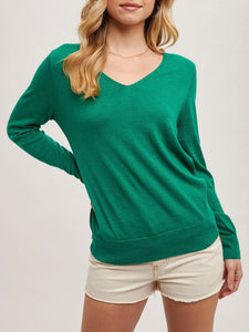 Classic V-neck Sweater - Green